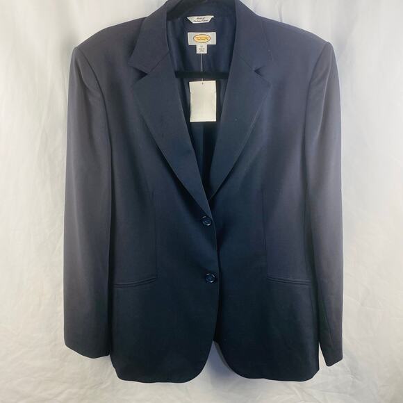Talbot's Black Italian Wool Classic Blazer Size 14 Capsule Minimalist Timeless - Picture 1 of 9